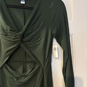 NWT Old Navy Forest Green Petite Front Tie Dress